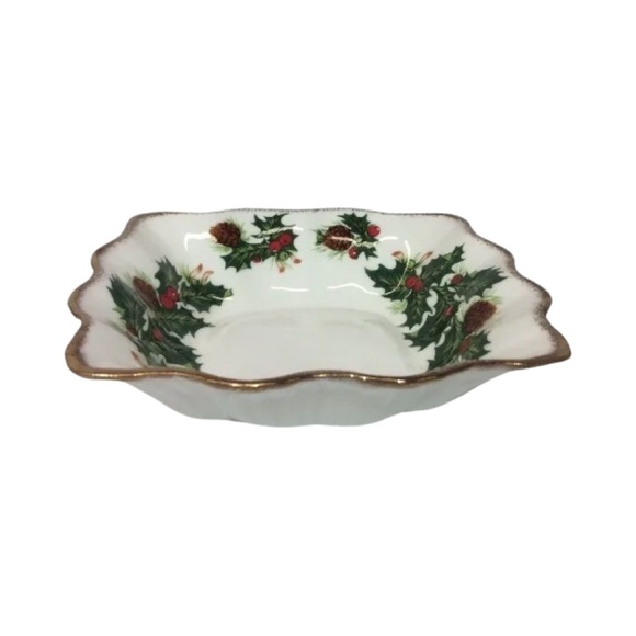 Queens Rosina Fine Bone China Yuletide 5" Bon Bon Trinket Square Scalloped Dish - Picture 3 of 8